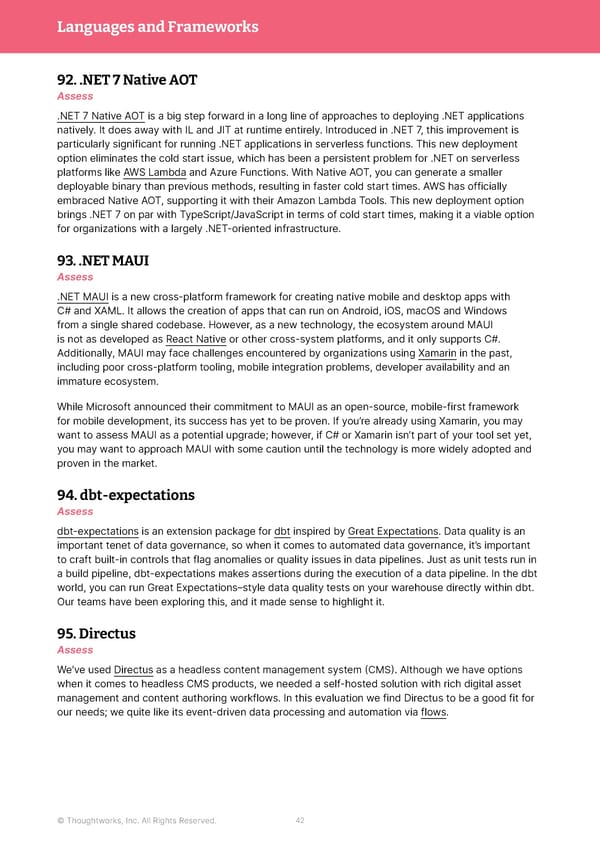 Immersive Experience — Vol 28 | Thoughtworks Technology Radar - Page 42