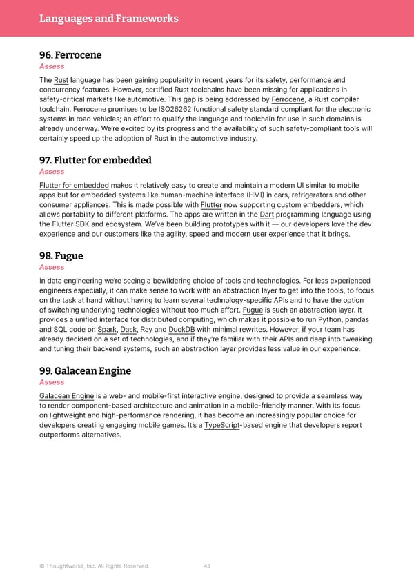 Immersive Experience — Vol 28 | Thoughtworks Technology Radar - Page 43